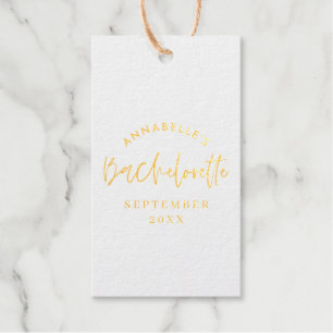 Etiquetas Para Regalos Guión de champán moderno y chica rosa bachelorette