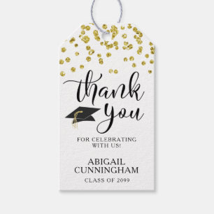 Etiquetas Para Regalos Guión de graduación GRACIAS Gold Confetti
