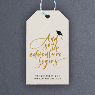 Etiquetas Para Regalos Guión de graduación moderno Caligrafía Felicidades