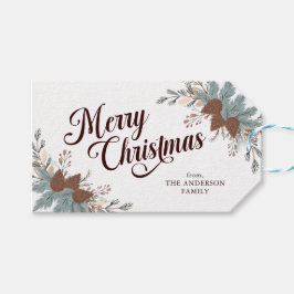Etiquetas Para Regalos Guión de Navidad Boho Verdor Navidad