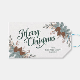 Etiquetas Para Regalos Guión de Navidad Boho Verdor Navidad
