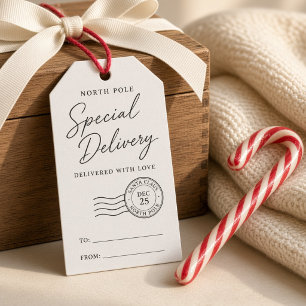 Etiquetas Para Regalos Guión de Navidad de entrega especial del Polo Nort