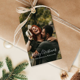 Etiquetas Para Regalos Guión de Navidades de fotografía mínimo moderno