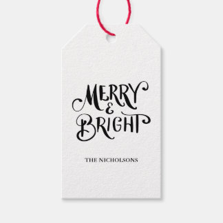 Etiquetas Para Regalos Guión manuscrito brillante y merry