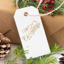 Etiquetas Para Regalos Guión mínimo Feliz Relieve metalizado dorado de Na