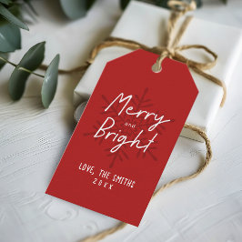 Etiquetas Para Regalos Guión moderno Merry & Bright Copos de nieve Navida