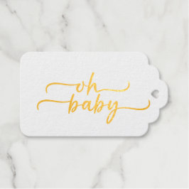 Etiquetas Para Regalos Guión "Oh bebé" del Relieve metalizado dorado