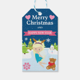 Etiquetas Para Regalos Hada de Navidad Invernal Pelirroja Festiva