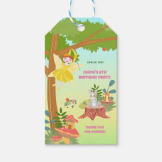Etiquetas Para Regalos Hada del jardín con amigos mascotas Fiesta de cump