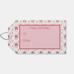 Etiquetas Para Regalos Hada dulce en Gorra de cumpleaños, flores y maripo