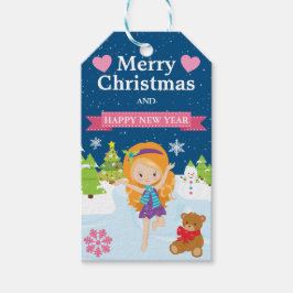 Etiquetas Para Regalos Hada festiva de invierno pelirroja Navidad