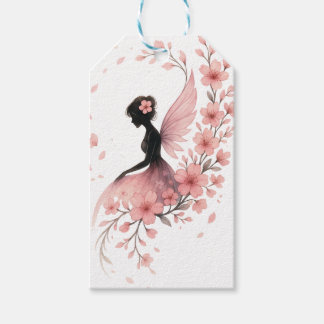Etiquetas Para Regalos Hada Rosa con Flores de Sakura