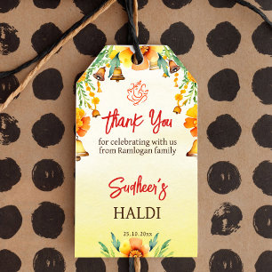 Etiquetas Para Regalos Haldi marigolds campanas boda indio gracias