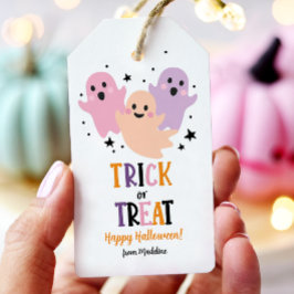 Etiquetas Para Regalos Halloween Chica fantasma con truco de cumpleaños o