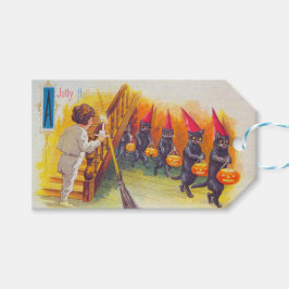 Etiquetas Para Regalos Halloween de alegría (gatos negros)