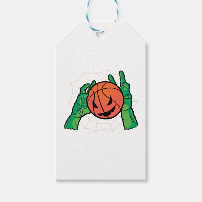Etiquetas Para Regalos Halloween de baloncesto (Anverso)