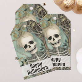 Etiquetas Para Regalos Halloween de cosecha de esqueleto personalizada