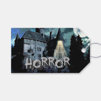 Etiquetas Para Regalos Halloween Horror acosado por la noche azul de la c