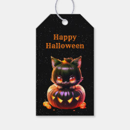 Etiquetas Para Regalos Halloween Party Black Cat Pumpkin Horror