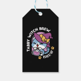 Etiquetas Para Regalos Halloween Tabby Cat – Witch Hat & Potion Art
