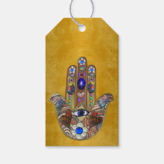Etiquetas Para Regalos Hamsa Hearts Flores: Arte Opal sobre Oro