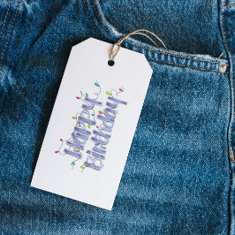 Etiquetas Para Regalos Hand Lettered Dusty Blue Birthday