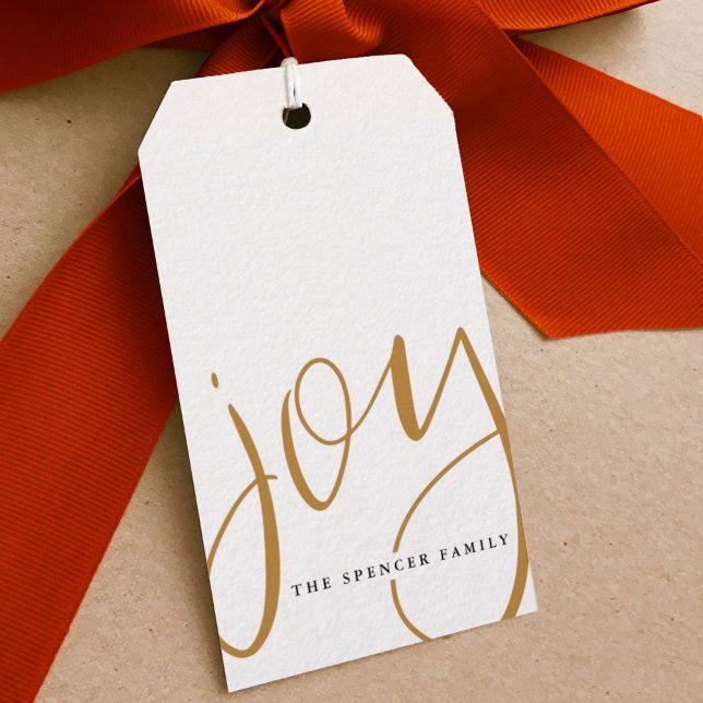 Etiquetas Para Regalos Hand Lettered Joy (Hand lettered joy Christmas gift tag.)