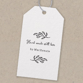 Etiquetas Para Regalos Hand Made With Love Botanical Product Price Tag