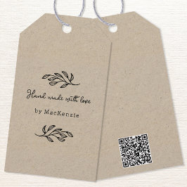 Etiquetas Para Regalos Hand Made With Love Brown Paper QR code Price Tag
