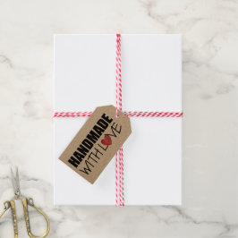 Etiquetas Para Regalos HANDMADE con el sello del corazón rojo amoroso