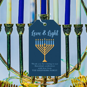 Etiquetas Para Regalos Hanukkah Personalizado de amor y luz Menorah Fiest