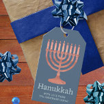 Etiquetas Para Regalos Hanukkah Rustic Menorah Diversión Whimsical Modern<br><div class="desc">Las etiquetas de regalo personalizadas de Hanukkah le dan un toque personalizado a sus celebraciones de vacaciones y este diseño rústico de magret de madera morisca sobre ricos azul profundo se casan con lo caprichoso y moderno de una manera deliciosamente divertida. Añade tu nombre con una fuente azul claro a...</div>