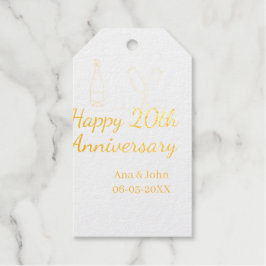 Etiquetas Para Regalos Happy 20th anniversary champagne bottle glass name
