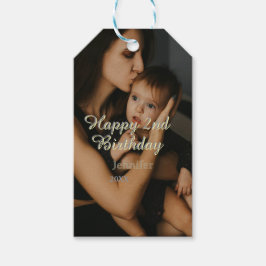 Etiquetas Para Regalos Happy 2nd birthday kids baby mother yellow gray na
