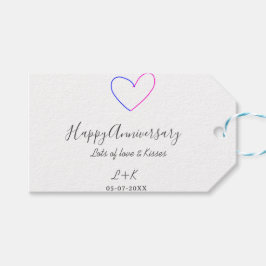 Etiquetas Para Regalos Happy anniversary pink blue heart name date simple