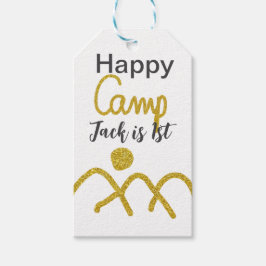 Etiquetas Para Regalos Happy camping camper one birthday kids golden sun