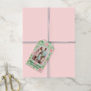 Etiquetas Para Regalos Happy Easter Pastel Pink & Green Floral Gift Tag