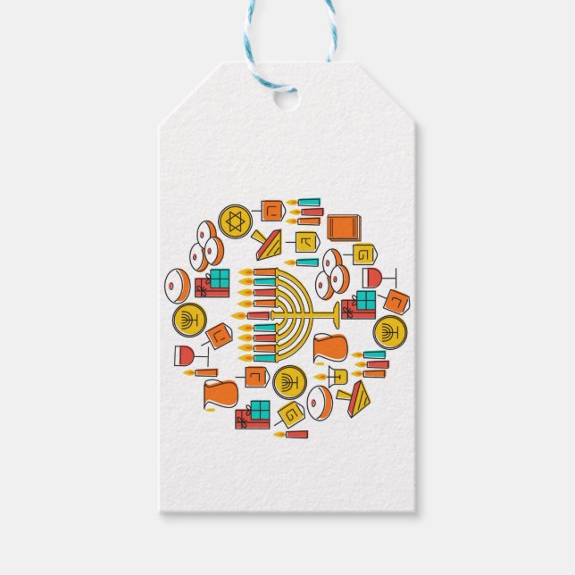 Etiquetas Para Regalos Happy Hanukkah  (Anverso)