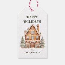 Happy Holidays Watercolor House Personalizado