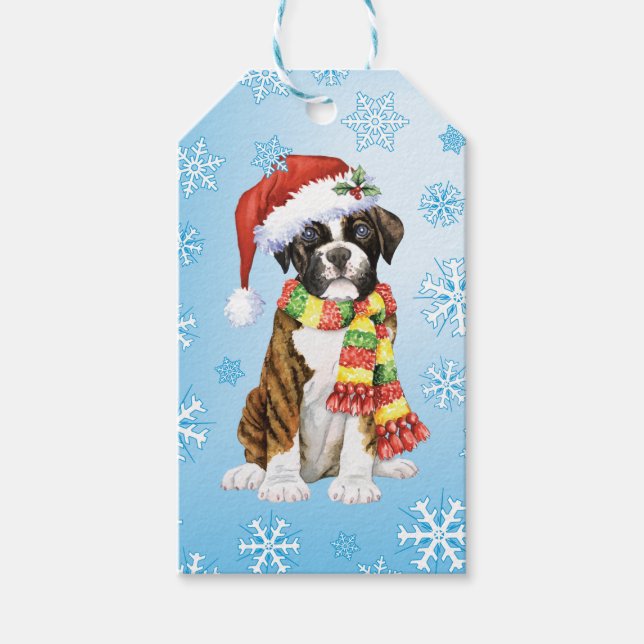Etiquetas Para Regalos Happy Howliday Boxer (Anverso)