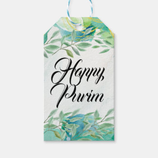 Etiquetas Para Regalos Happy Purim Gift Tag Watercolor Green Gold