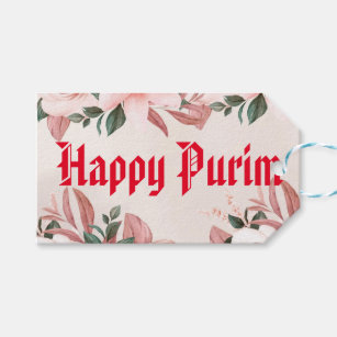 Etiquetas Para Regalos Happy Purim Gift Tag Watercolor Pastel Verde Rosa