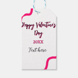 Etiquetas Para Regalos Happy Valentine's day pink black spiral bold lette