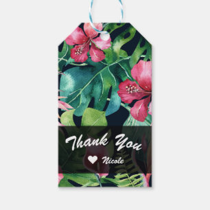 Etiquetas Para Regalos Hawaiano Floral Tropical Hibisco y Hojas de Palma