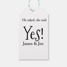 Etiquetas Para Regalos He asked she said yes engagement party name simple
