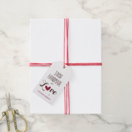 Etiquetas Para Regalos Heart in Red with 100% Handmade with Love Quote