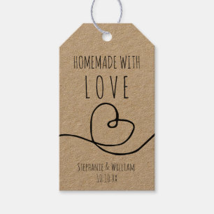 Etiquetas Para Regalos Hecha a mano con amor Doodle Heart Wedding Favor