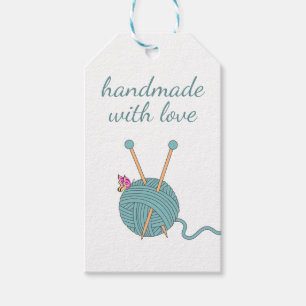 Etiquetas Para Regalos Hecho a Mano con Amor - Hilo en Forma de Corazón y