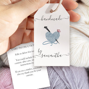 Etiquetas Para Regalos Hecho a mano por el nombre personalizado de Yarn H