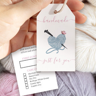 Etiquetas Para Regalos Hecho a mano solo para ti - Love Heart Yarn